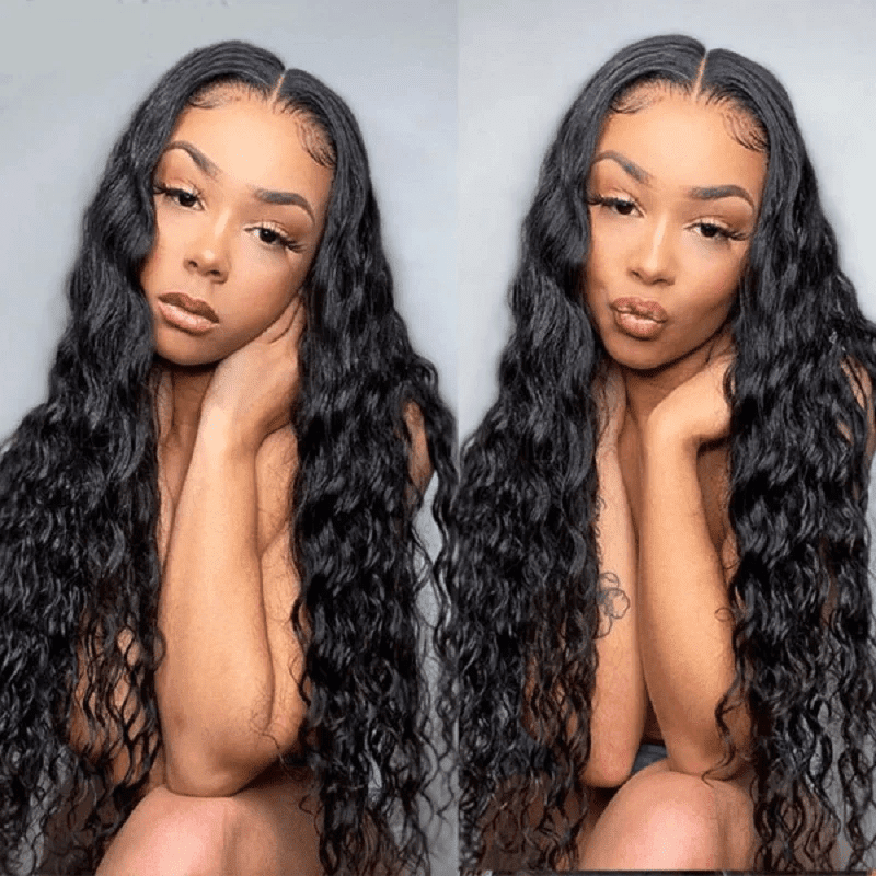 Transparent lace closure wigs Loose Deep wave natural black colored 10inches to 32inches - Image 2