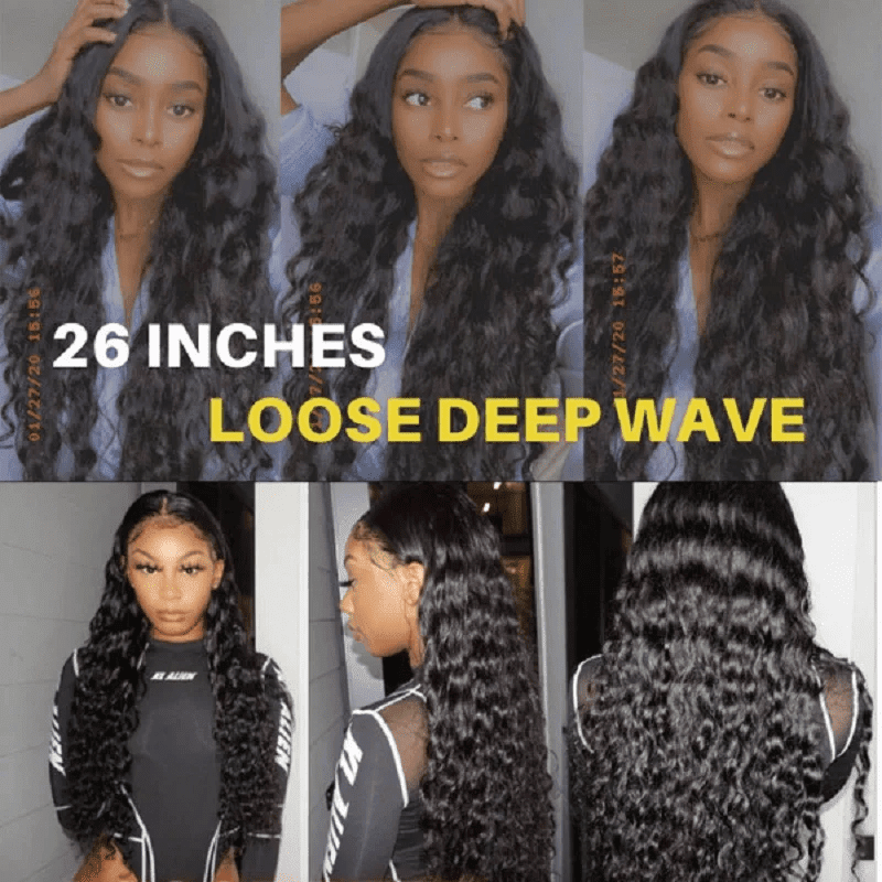 Transparent lace closure wigs Loose Deep wave natural black colored 10inches to 32inches - Image 4