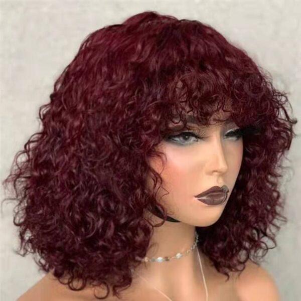 Fringe bang wig water wave 99J color