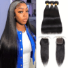 Straight wave Hair bundles with closure